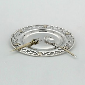 Assiette et couvert  « Pompéi » argent