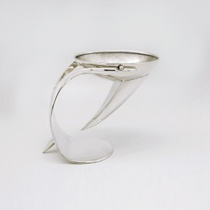 Cendrier virgule amovible métal argenté