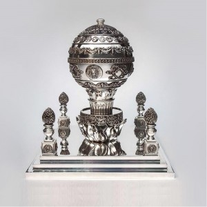 Porte caviar montgolfière métal argenté design by Lauret Studio