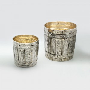 Seau à champagne ciselet bois métal argenté